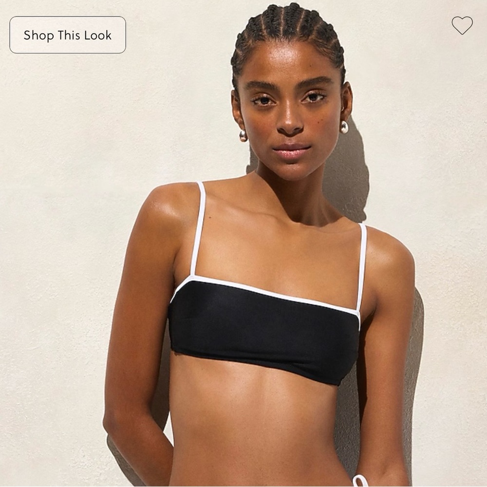 J Crew Black and White Square Neck Bikini Top